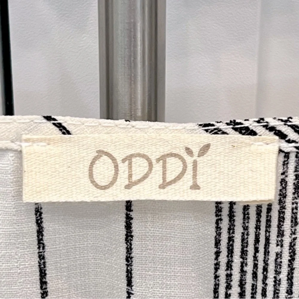 ODDY Beige with Black Stripes Peasant Style Top - Picture 2 of 7